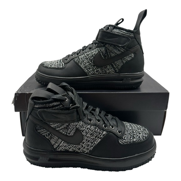 Nike Lunar Force 1 Flyknit Workboot Womens 6.5 Black White Oreo Shoes 860558-001 - Picture 1 of 12